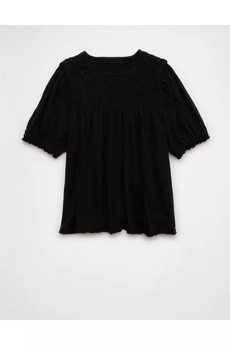 AE Sunchaser Knit Puff Sleeve Smocked T-Shirt Women's Product Image