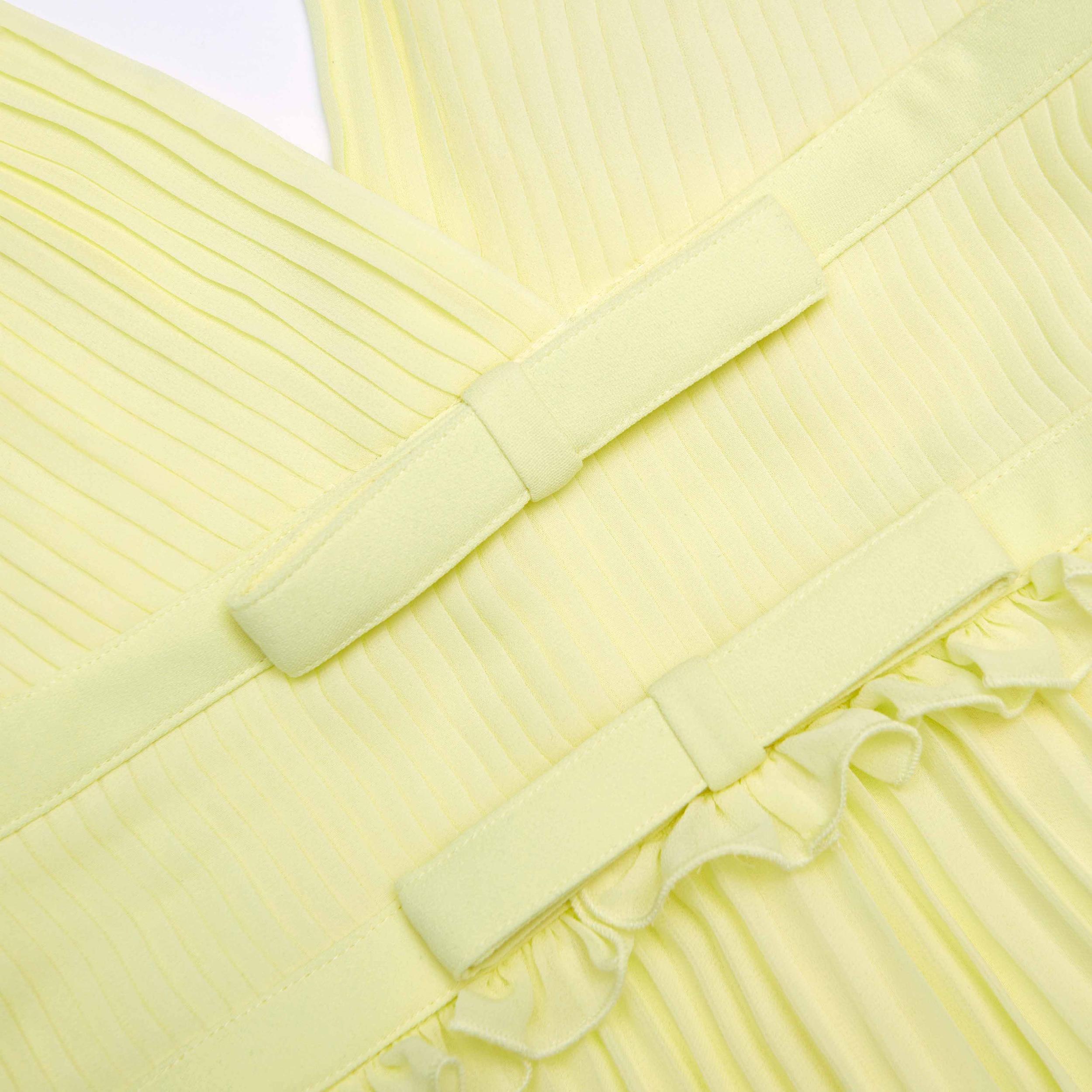 Yellow Chiffon Midi Dress Product Image