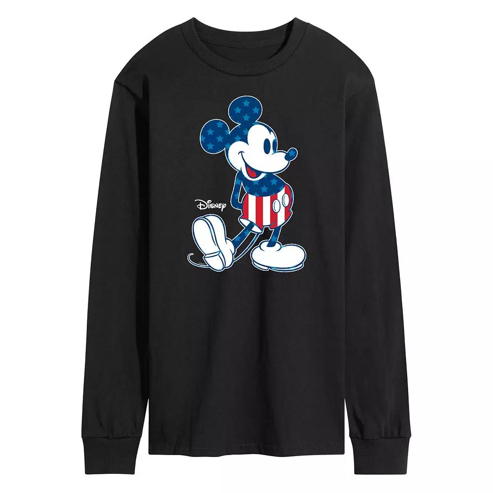 Disney's Mickey Mouse Men's Flag Long Sleeve Graphic Tee,  Product Image