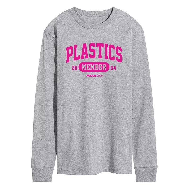 Mens Mean Girls Plastics Member Long Sleeve Graphic Tee Grey Gray Product Image