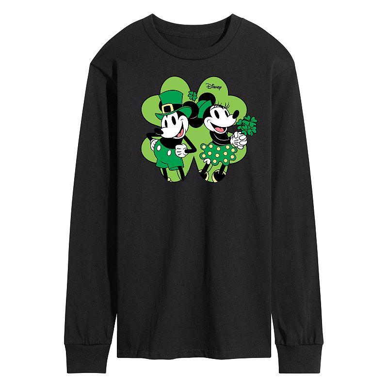Disney's Mickey & Minnie Mouse Men's Shamrock Long Sleeve Graphic Tee,  Product Image