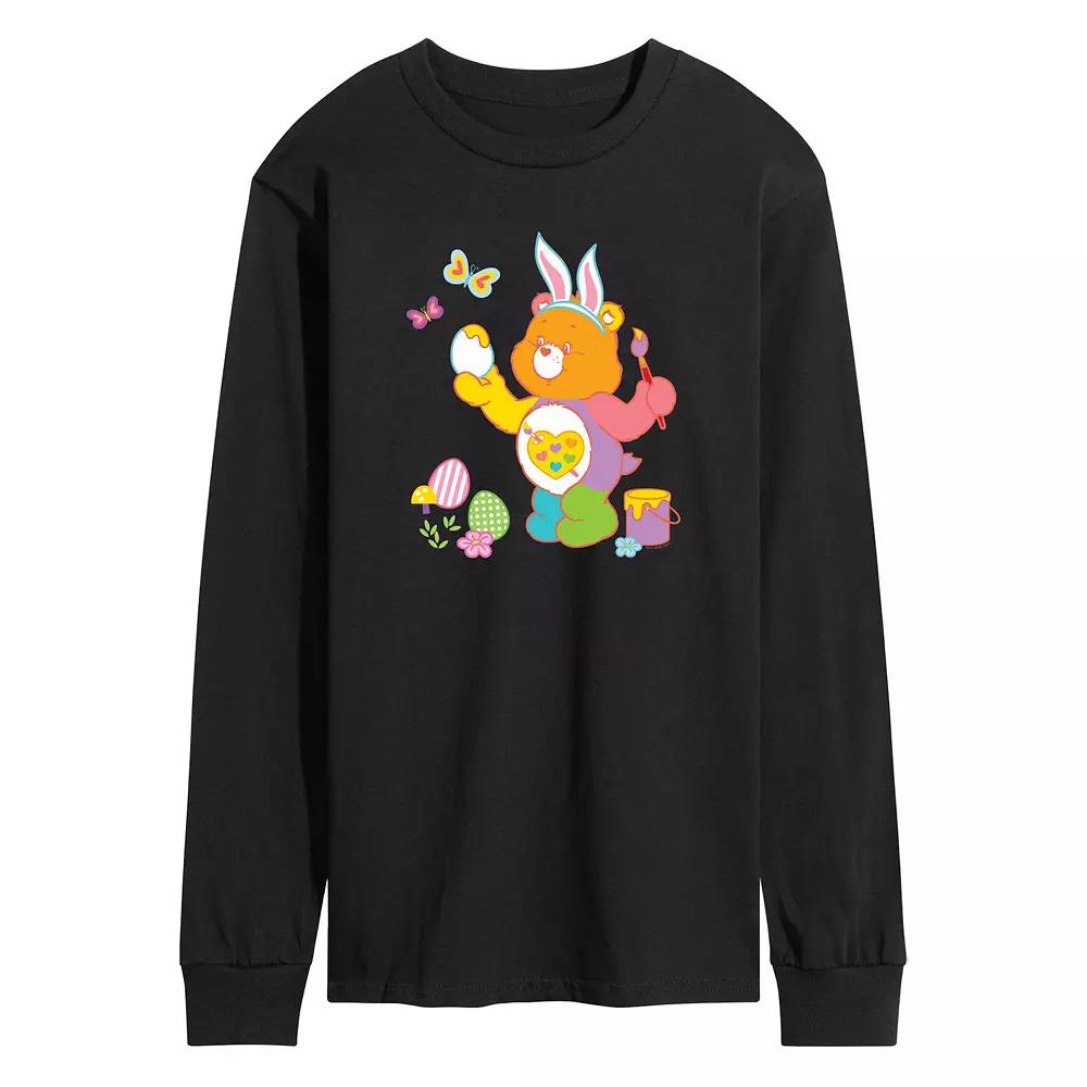 Men's Care Bears Painting Easter Eggs Long Sleeve Graphic Tee,  Product Image