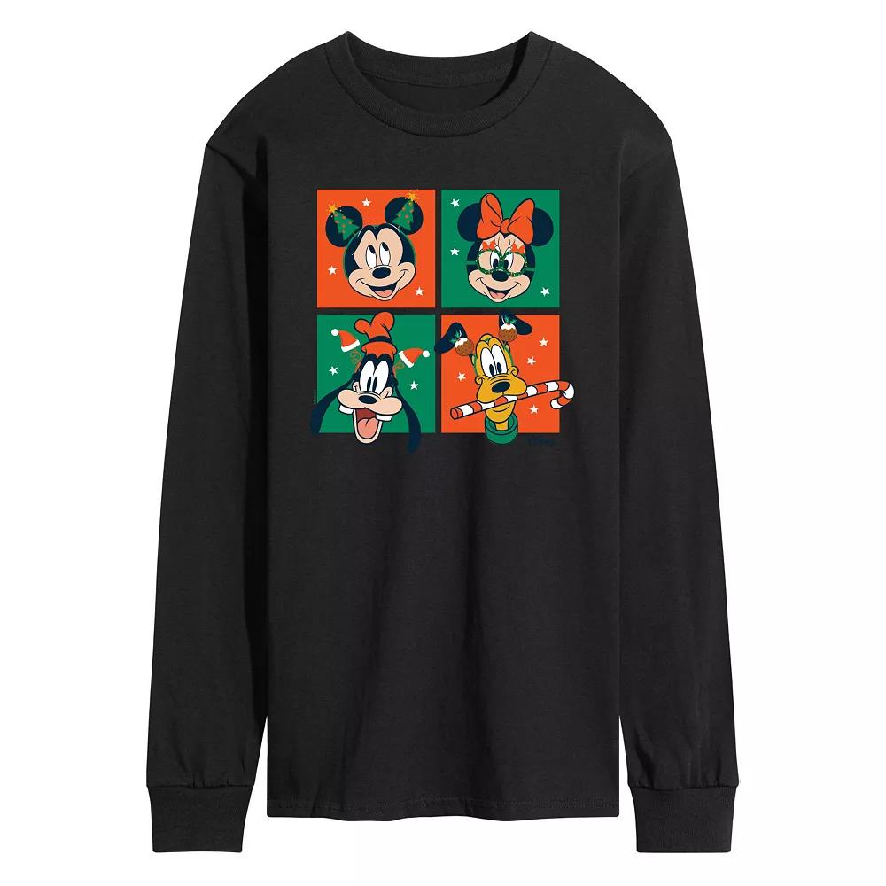 Disney's Mickey Mouse & Friends Men's Christmas Grid Long Sleeve Graphic Tee,  Product Image