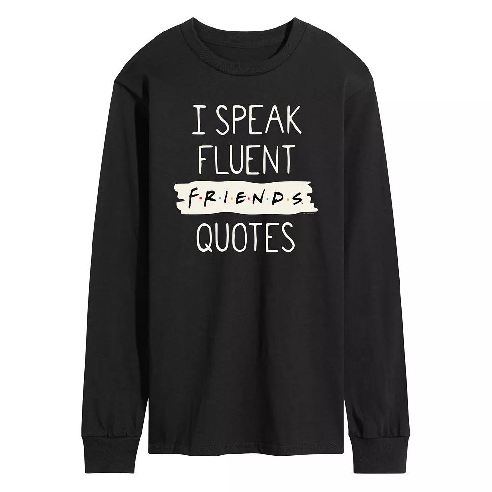 Men's Friends Speak Fluent Friends Quotes Long Sleeve Graphic Tee,  Product Image