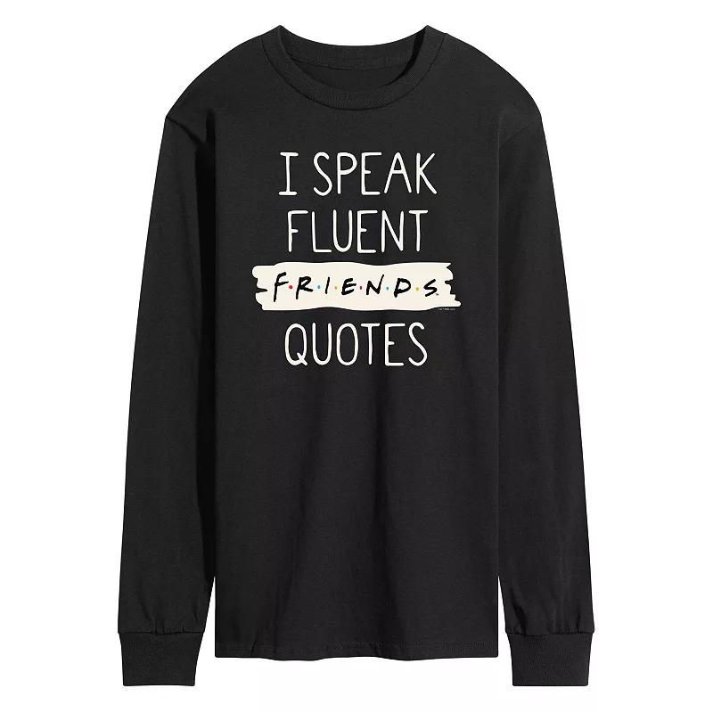 Men's Friends Speak Fluent Friends Quotes Long Sleeve Graphic Tee,  Product Image