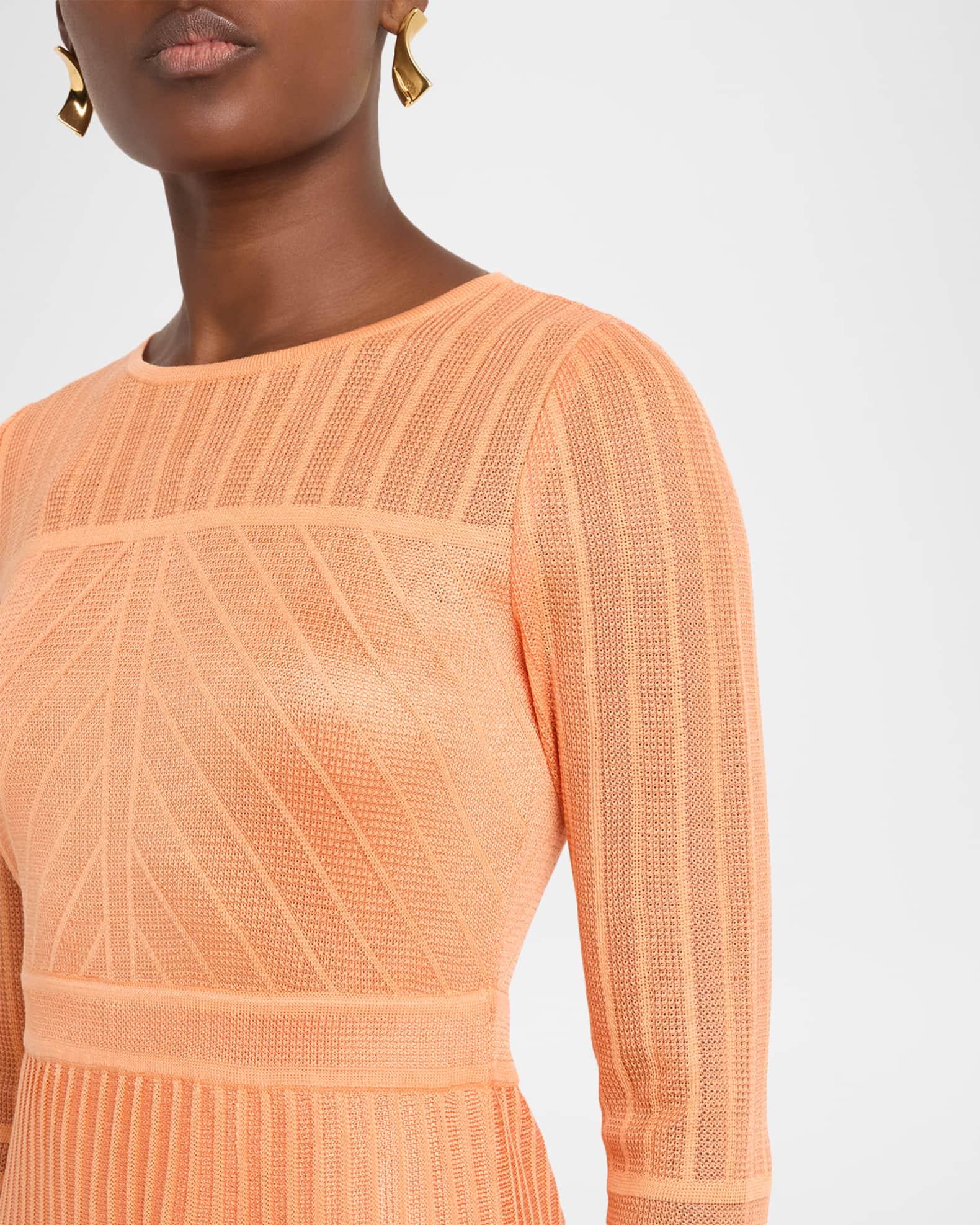 Pleated Geometric Knit Midi Dress Product Image