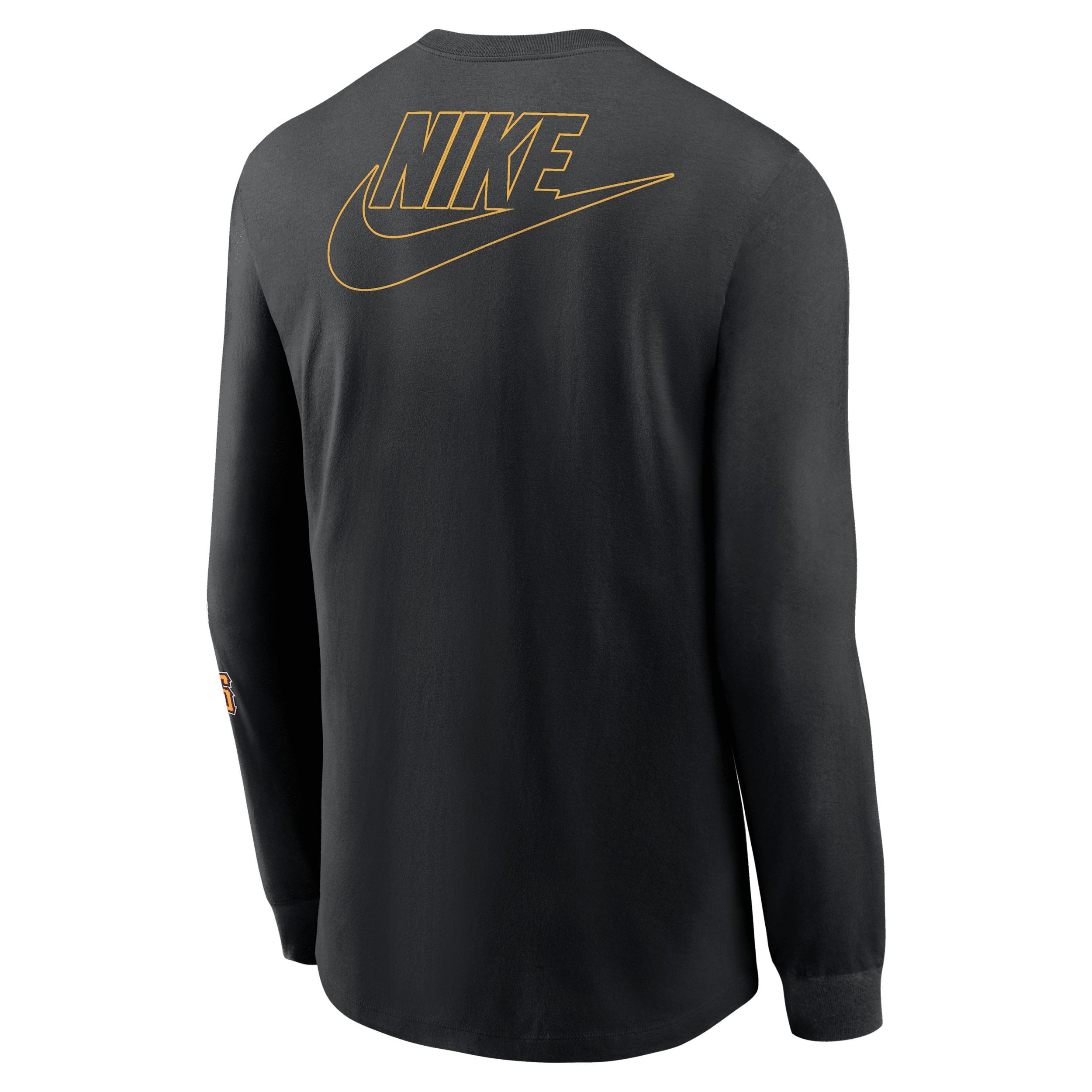 Men's Nike Black Pittsburgh Pirates Cooperstown Collection Knockout Long Sleeve T-Shirt,  Product Image