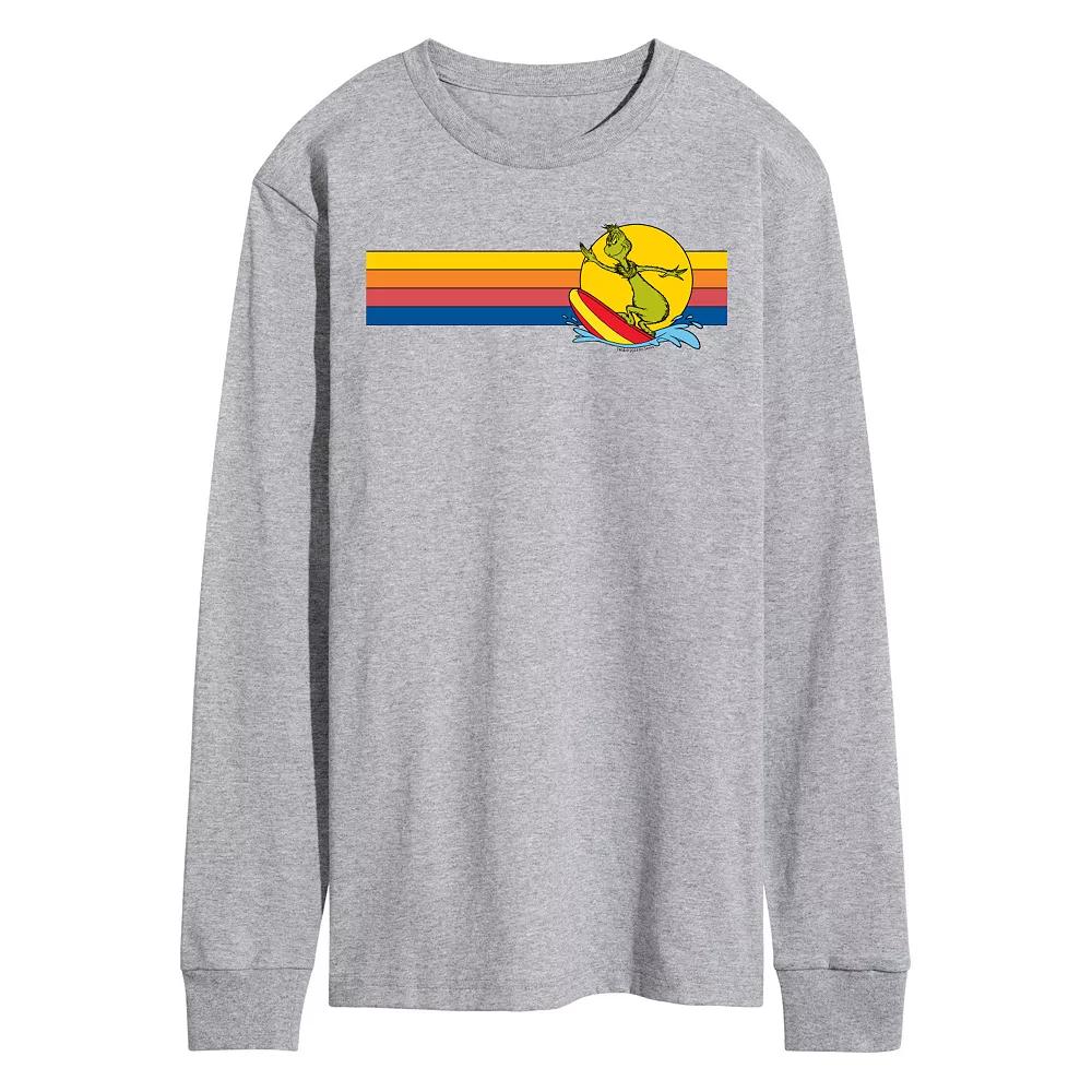 Men's Dr. Seuss The Grinch Surf Retro Long Sleeve Graphic Tee,  Product Image