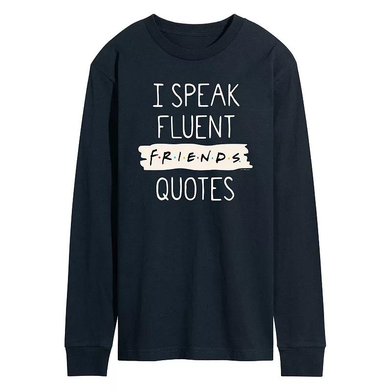Men's Friends Speak Fluent Friends Quotes Long Sleeve Graphic Tee,  Product Image