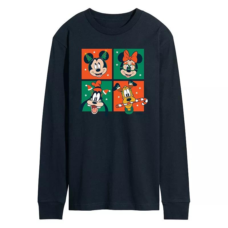 Disney's Mickey Mouse & Friends Men's Christmas Grid Long Sleeve Graphic Tee,  Product Image