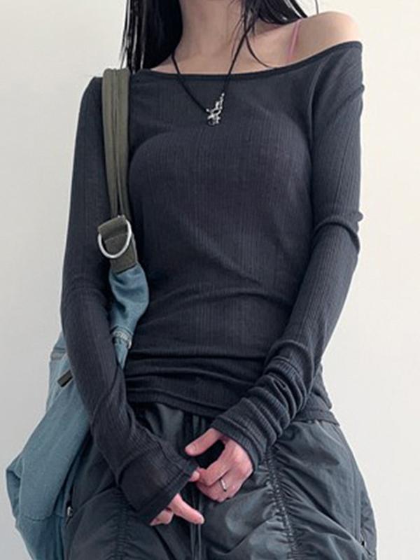 Solid Color Backless Long Sleeve Knit Product Image