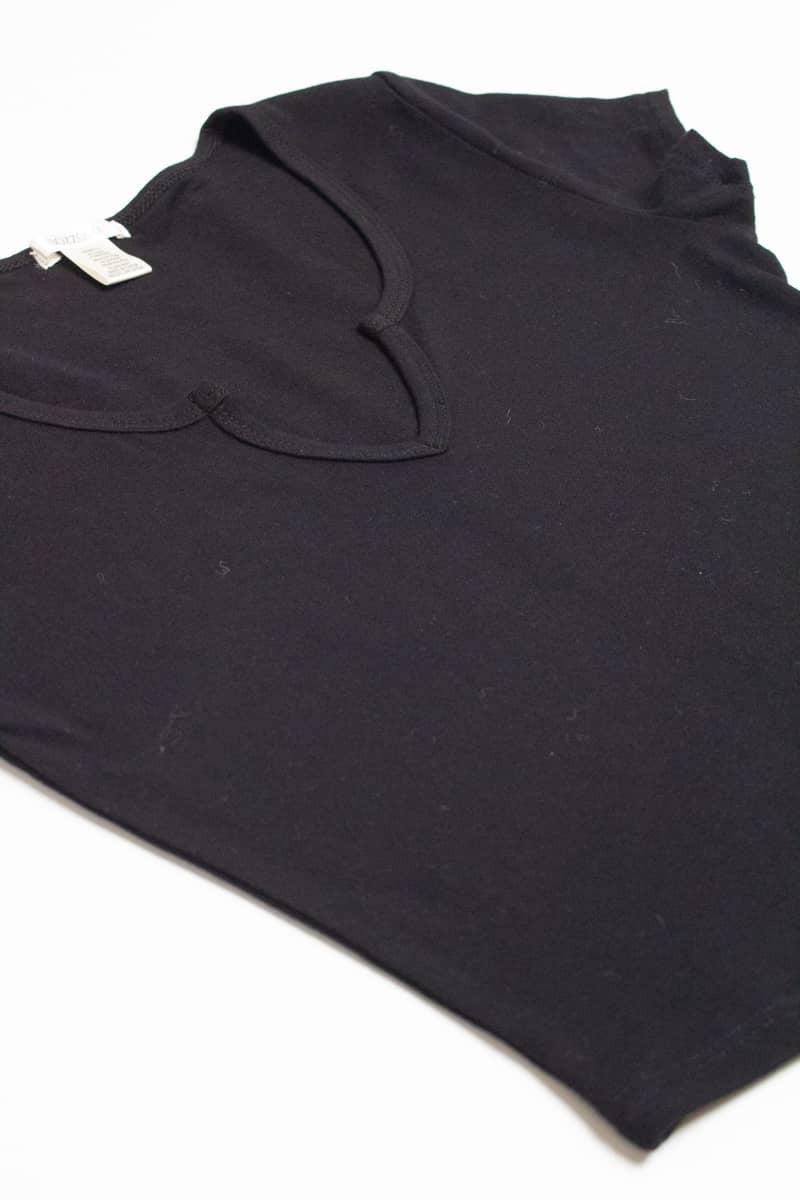 Black Notched Neck Crop T-Shirt Product Image