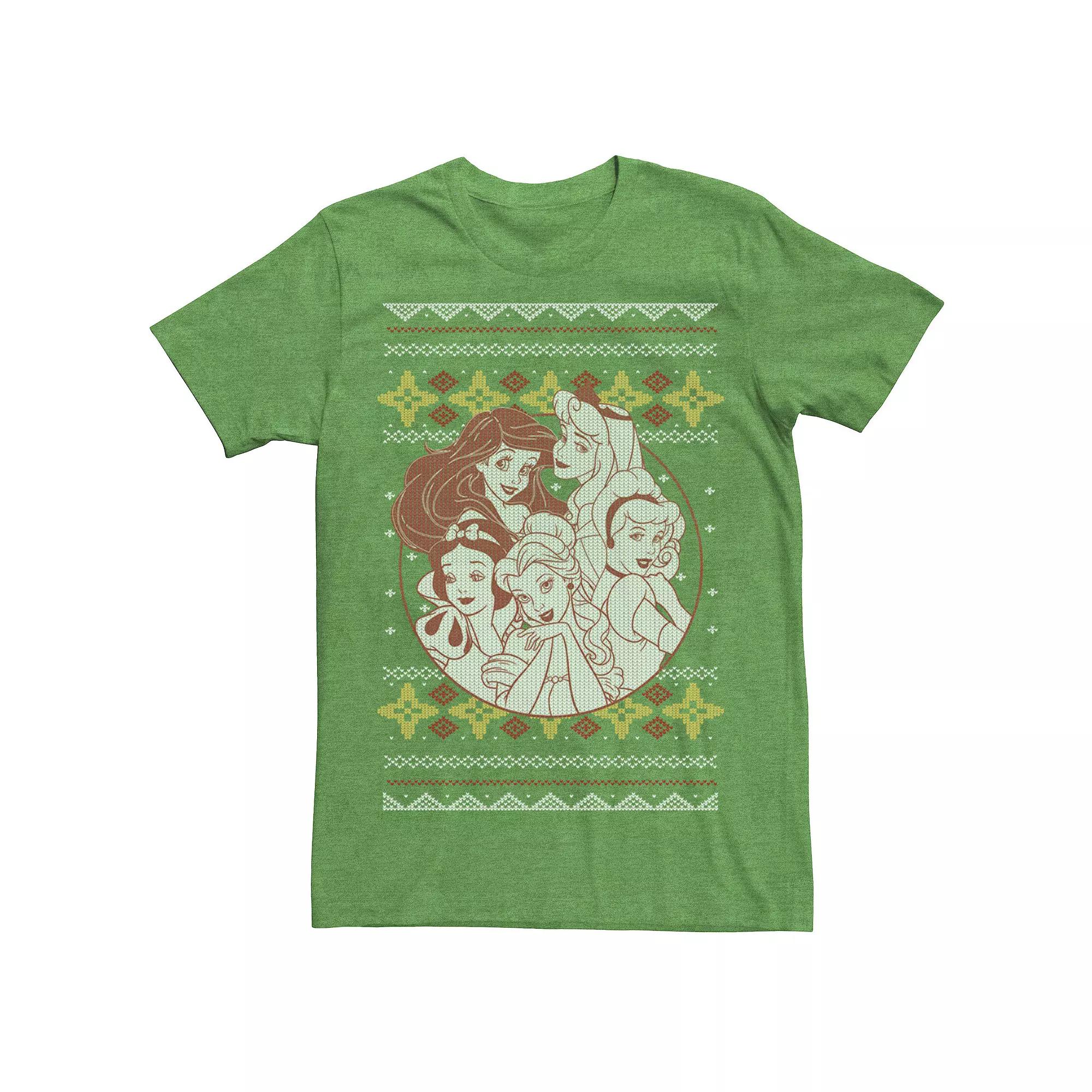Men's Disney Princess Circle Group Shot Ugly Christmas Tee,  Product Image