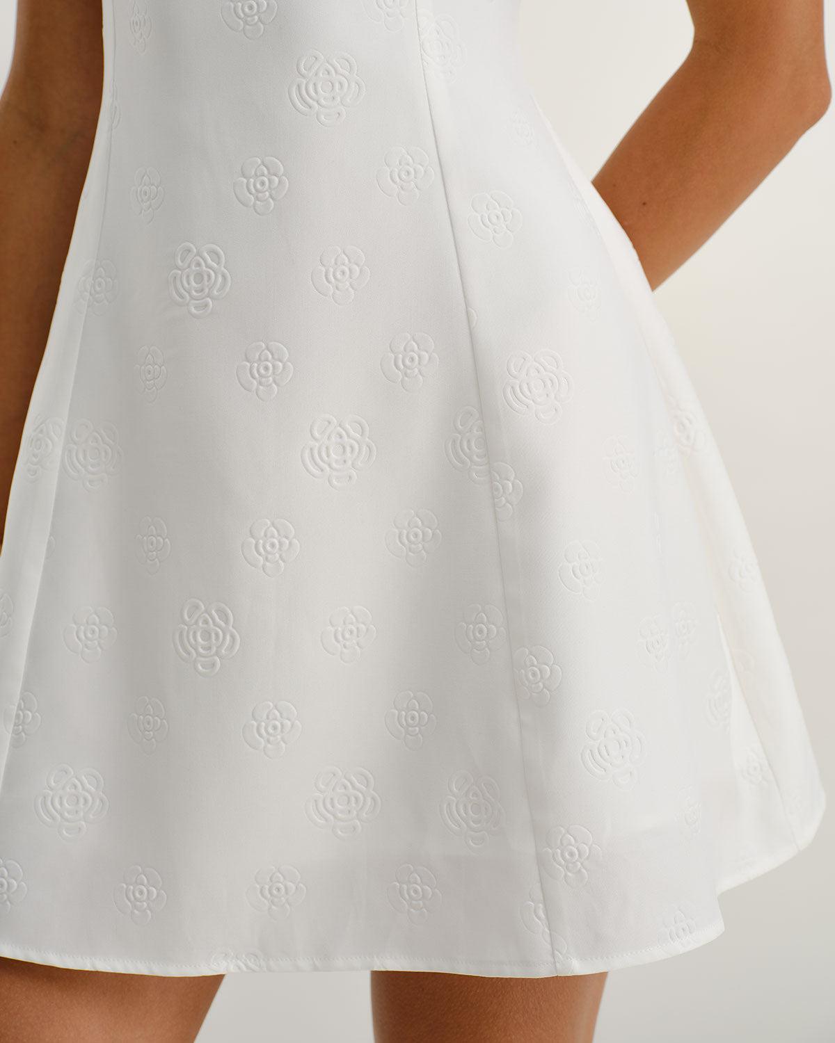 White Square Neck Textured Slip Dress Product Image