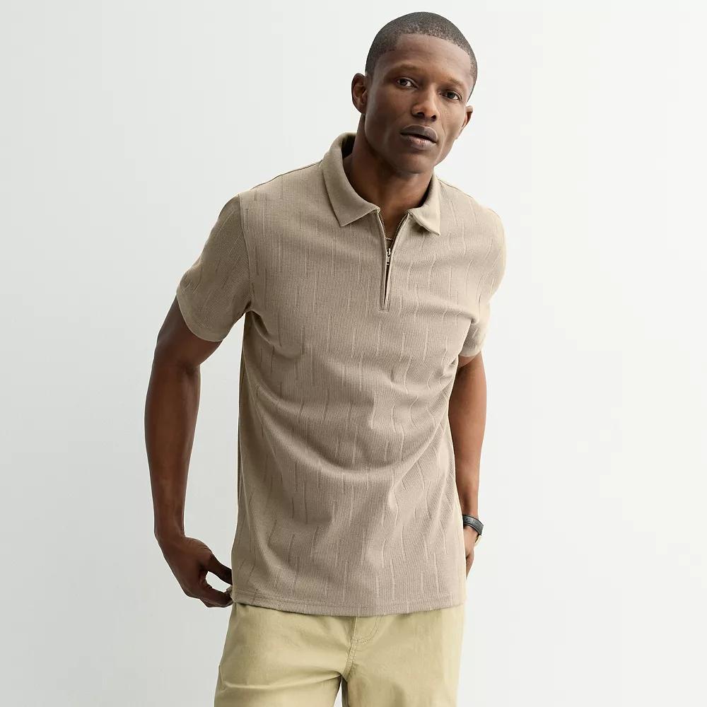 Men's Apt. 9® Zipper Polo, Size: XL, Beige Product Image