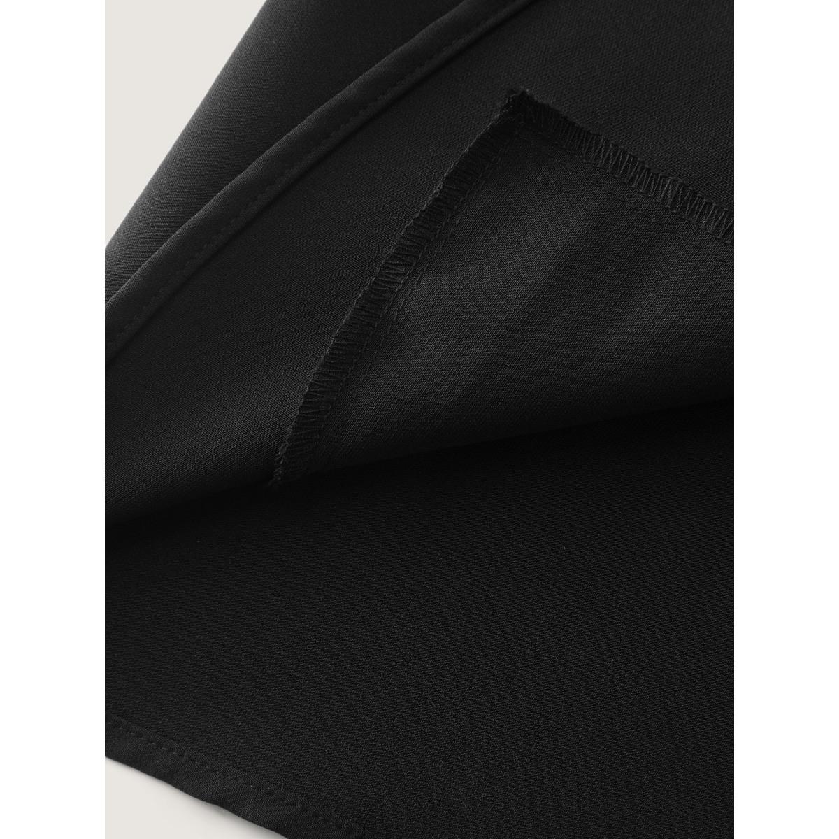 Plus Size Semi Stretchy Pockets Curvy Hem Blazer Black Women Office Sleeve Long Sleeve Suit Collar 22-24/3X Side seam pocket Office Blazers BloomChic Product Image