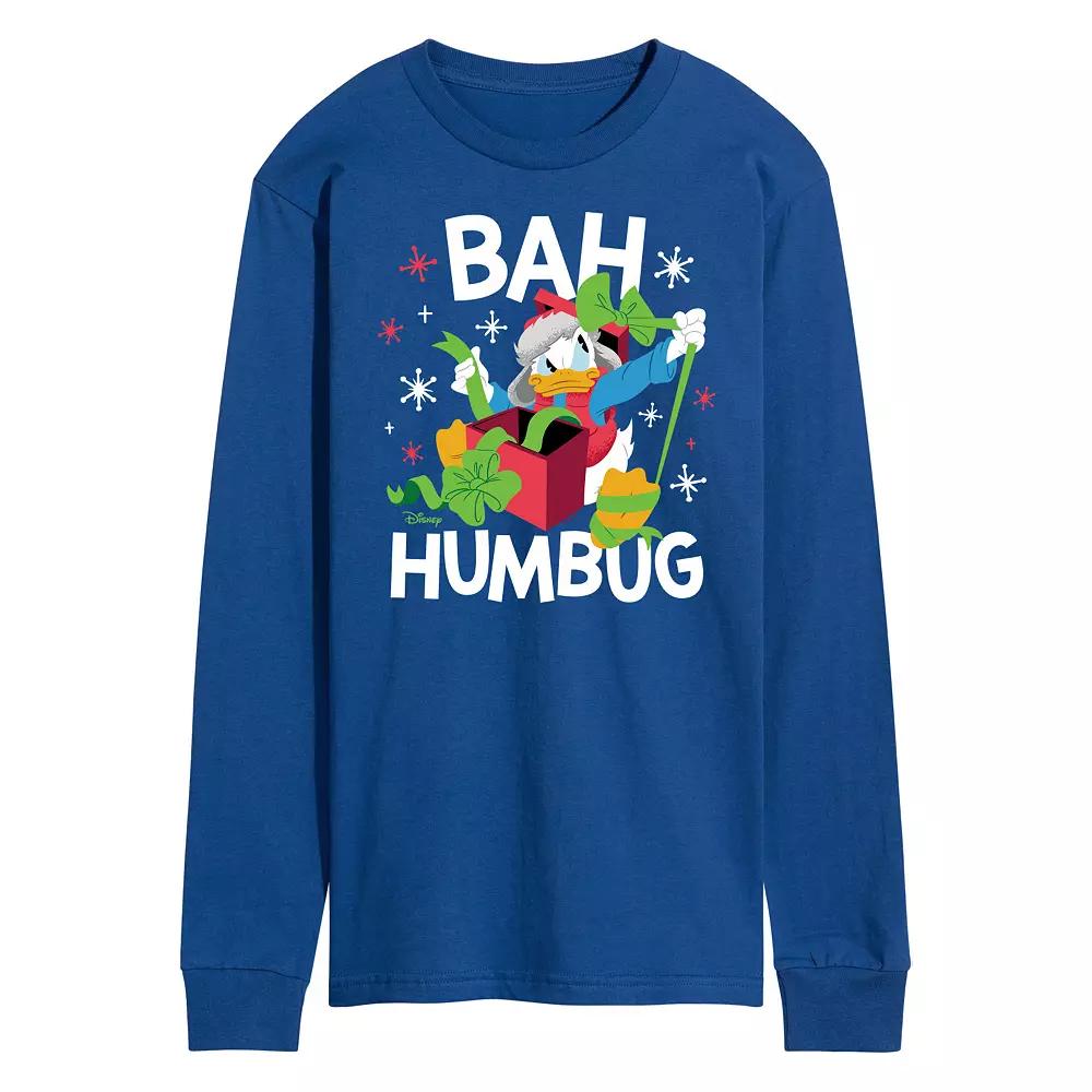 Disney's Mickey Mouse & Friends Donald Duck Men's Bah Humbug Long Sleeve Graphic Tee,  Product Image