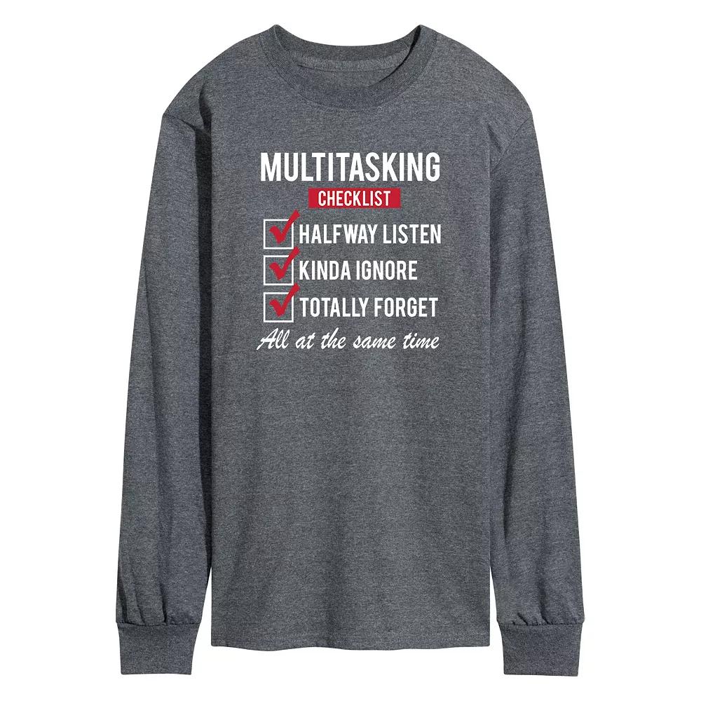 Men's Multitasking Checklist Long Sleeve Tee,  Product Image