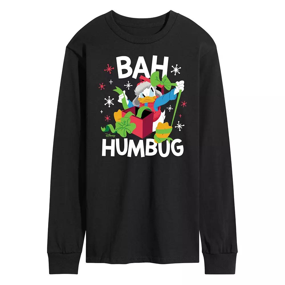 Disney's Mickey Mouse & Friends Donald Duck Men's Bah Humbug Long Sleeve Graphic Tee,  Product Image