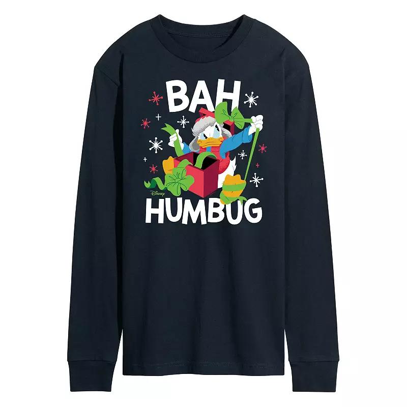 Disney's Mickey Mouse & Friends Donald Duck Men's Bah Humbug Long Sleeve Graphic Tee,  Product Image