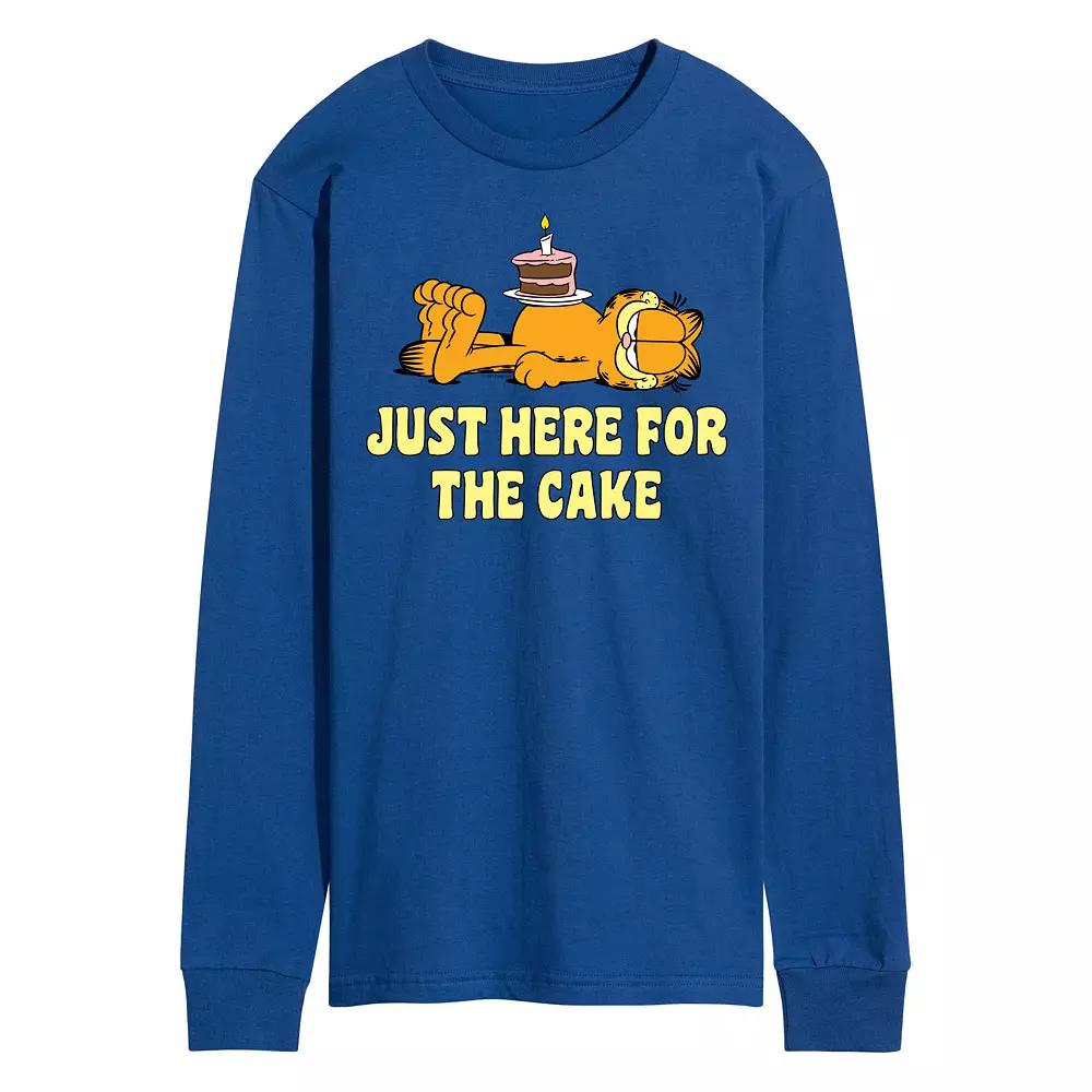 Men's Garfield Just Here For Cake Long Sleeve Graphic Tee,  Product Image