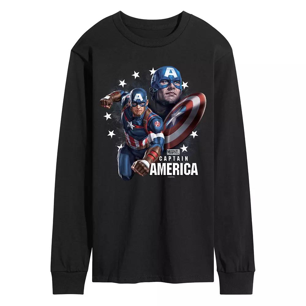 Men's Marvel Captain America Portrait Long Sleeve Graphic Tee,  Product Image
