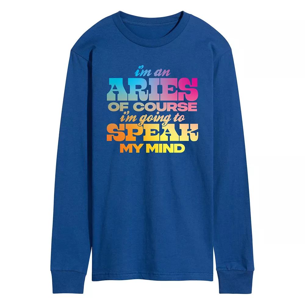 Men's I'm An Aries Speak My Mind Long Sleeve Graphic Tee,  Product Image