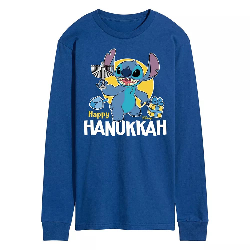 Disney's Lilo & Stitch Men's Happy Hanukkah Stitch Long Sleeve Graphic Tee,  Product Image