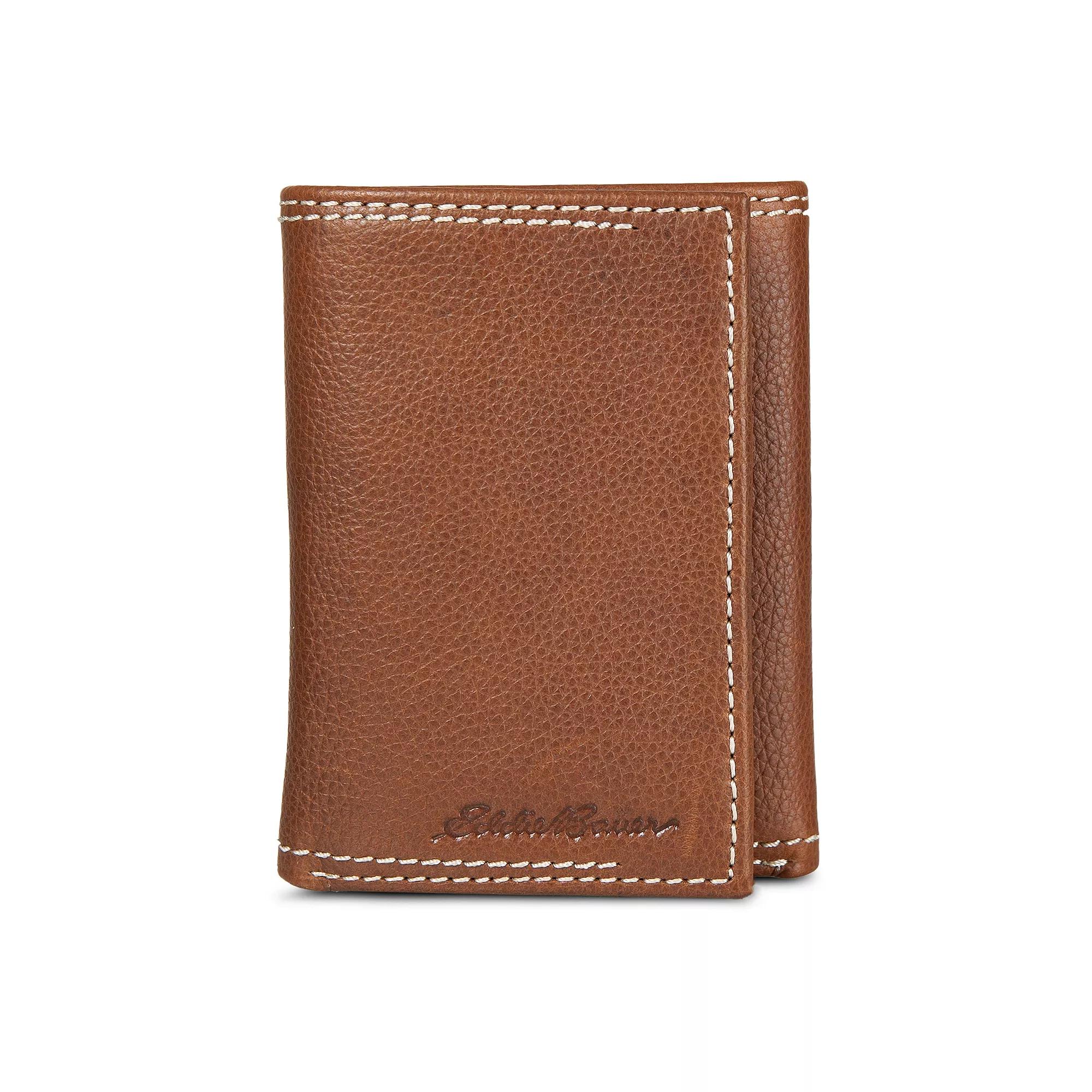 Men's Eddie Bauer Top Stitch Leather Trifold Wallet Product Image