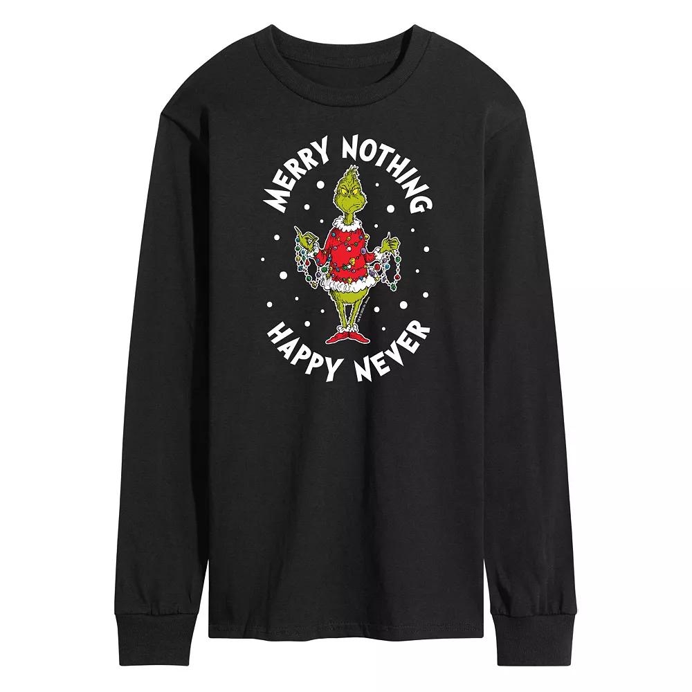 Men's Dr. Seuss Grinch Merry Nothing Happy Never Long Sleeve Tee,  Product Image