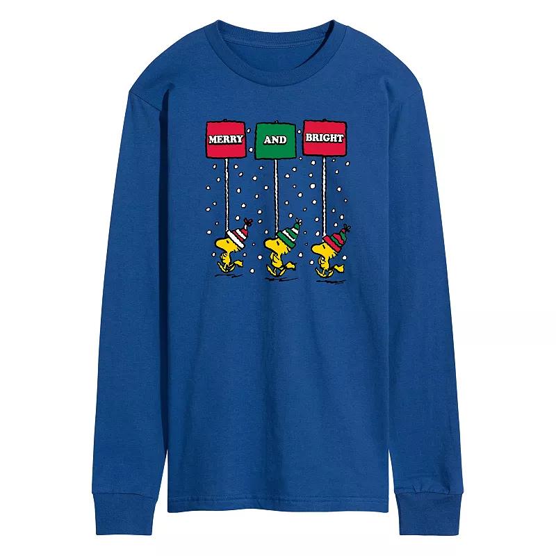 Men's Peanuts Woodstock Merry & Bright Long Sleeve Graphic Tee,  Product Image