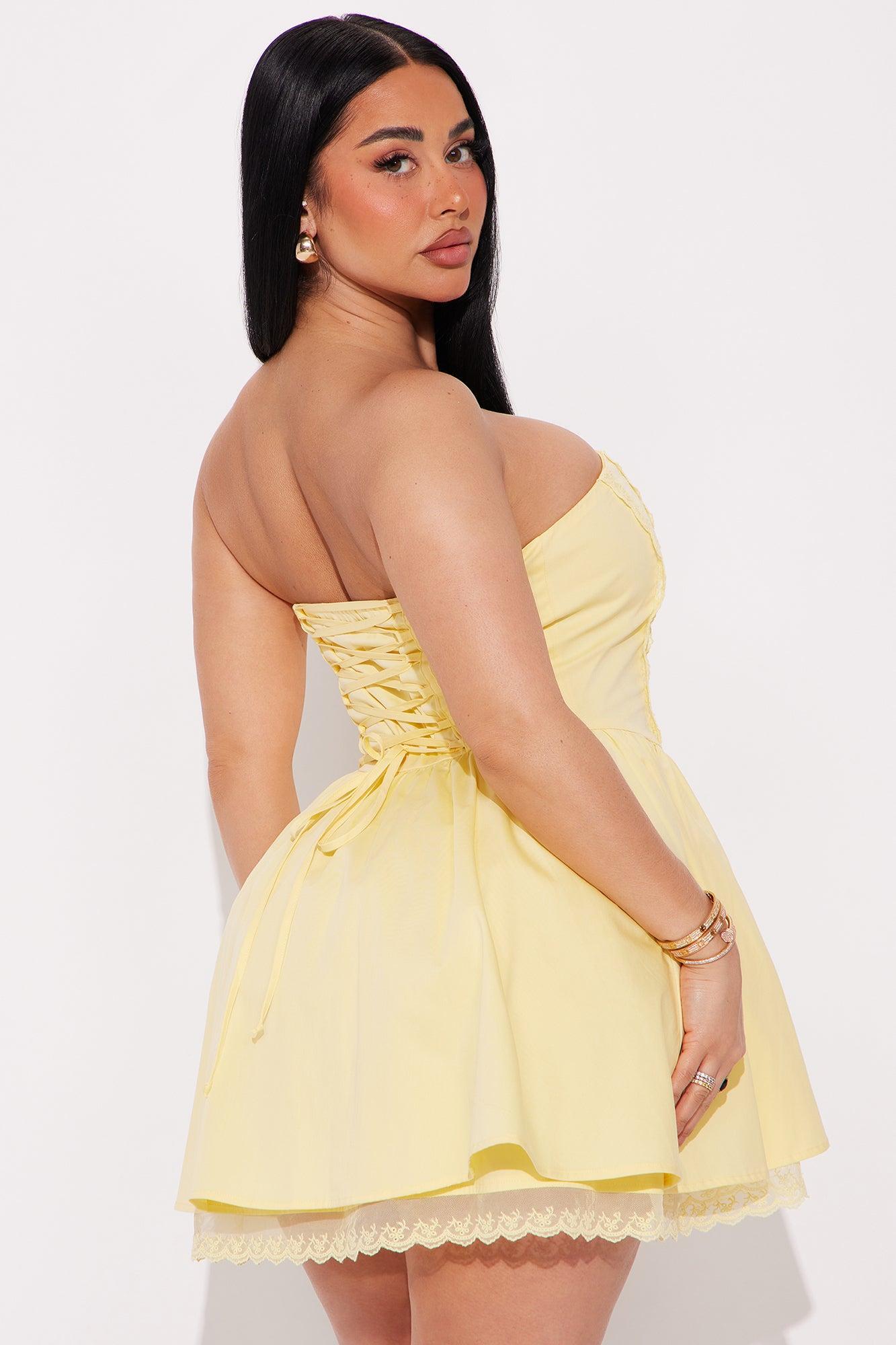 Carlita Stretch Poplin Mini Dress - Butter Yellow Product Image