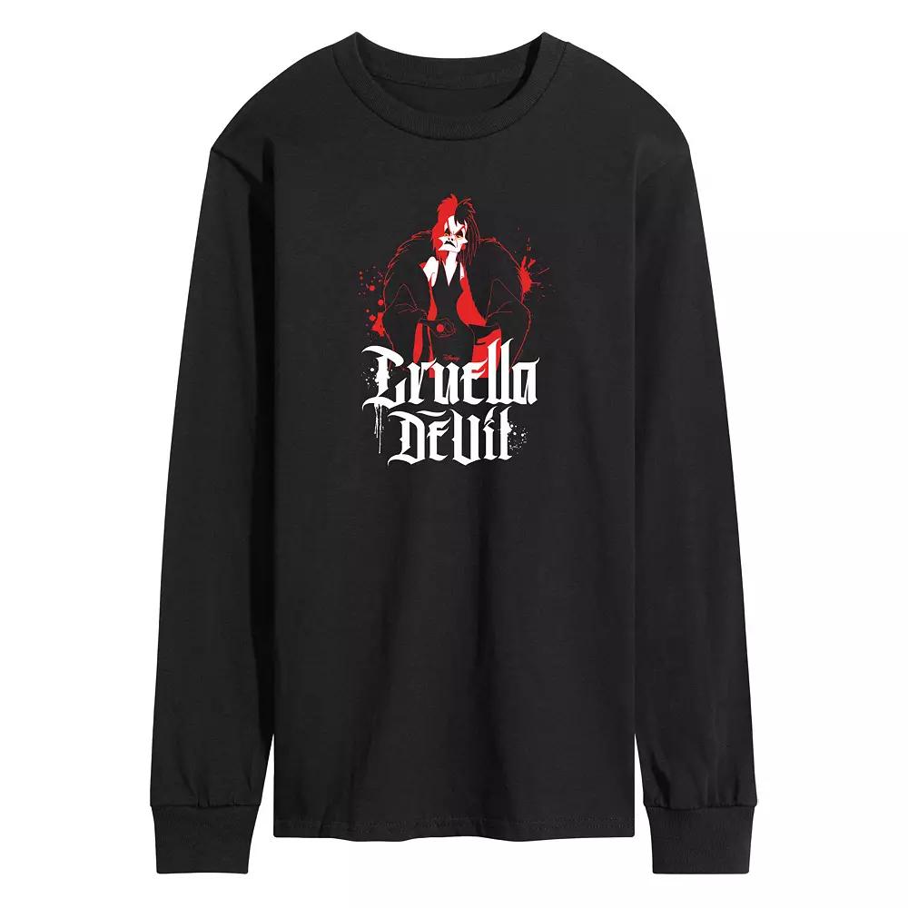 Disney Villains Cruella Men's Long Sleeve Graphic Tee,  Product Image