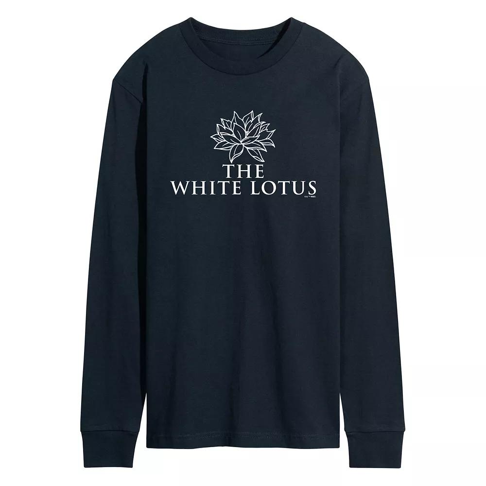 Men's White Lotus Logo Long Sleeve Graphic Tee,  Product Image