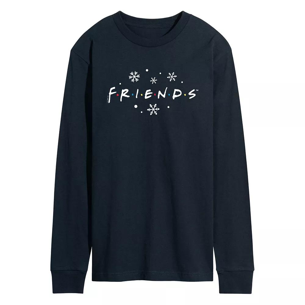 Men's Friends Logo Snowflakes Long Sleeve Graphic Tee,  Product Image
