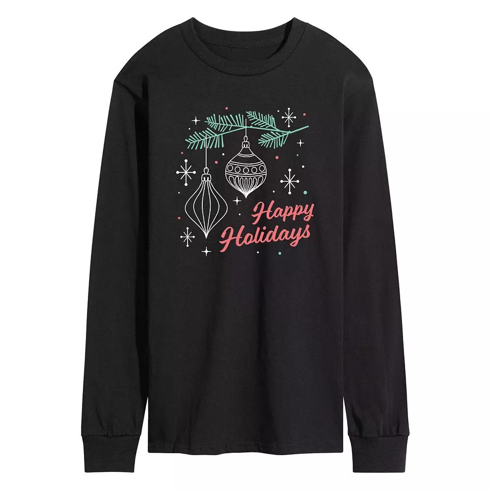 Men's Happy Holidays Retro Long Sleeve Tee,  Product Image