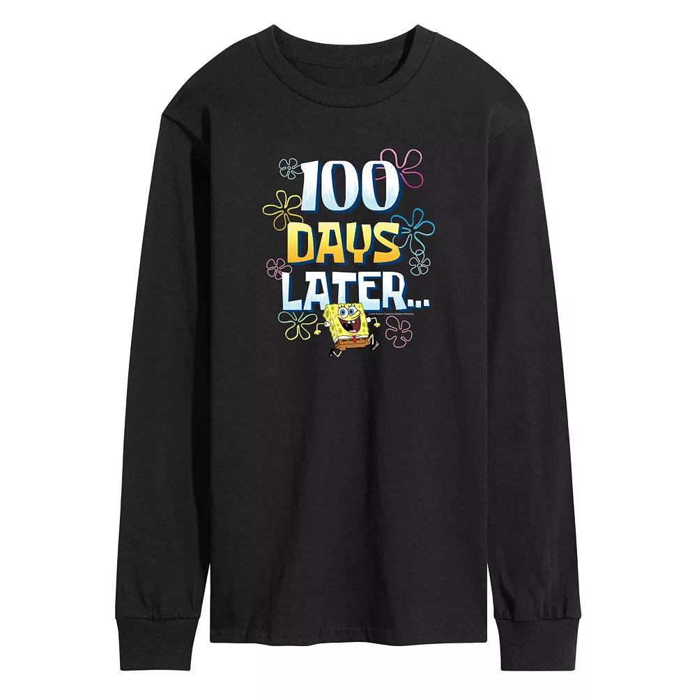 Men's SpongeBob SquarePants 100 Days Long Sleeve Graphic Tee,  Product Image