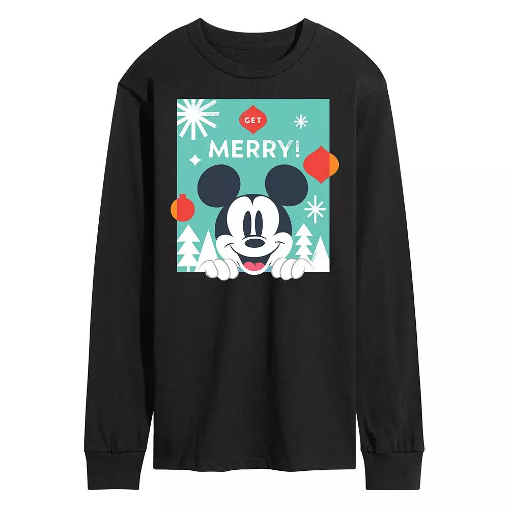 Disney's Men's Mickey Mouse Get Merry Long-sleeved Tee,  Product Image