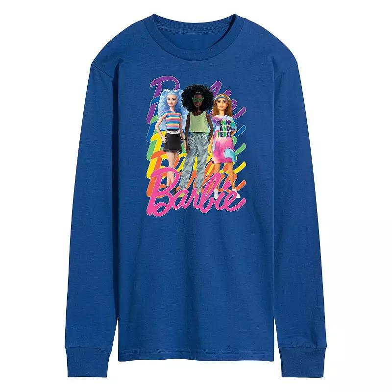Men's Barbie Pride Rainbows Long Sleeve Graphic Tee,  Product Image