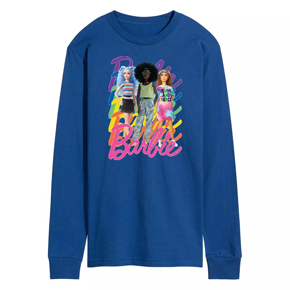 Men's Barbie Pride Rainbows Long Sleeve Graphic Tee,  Product Image