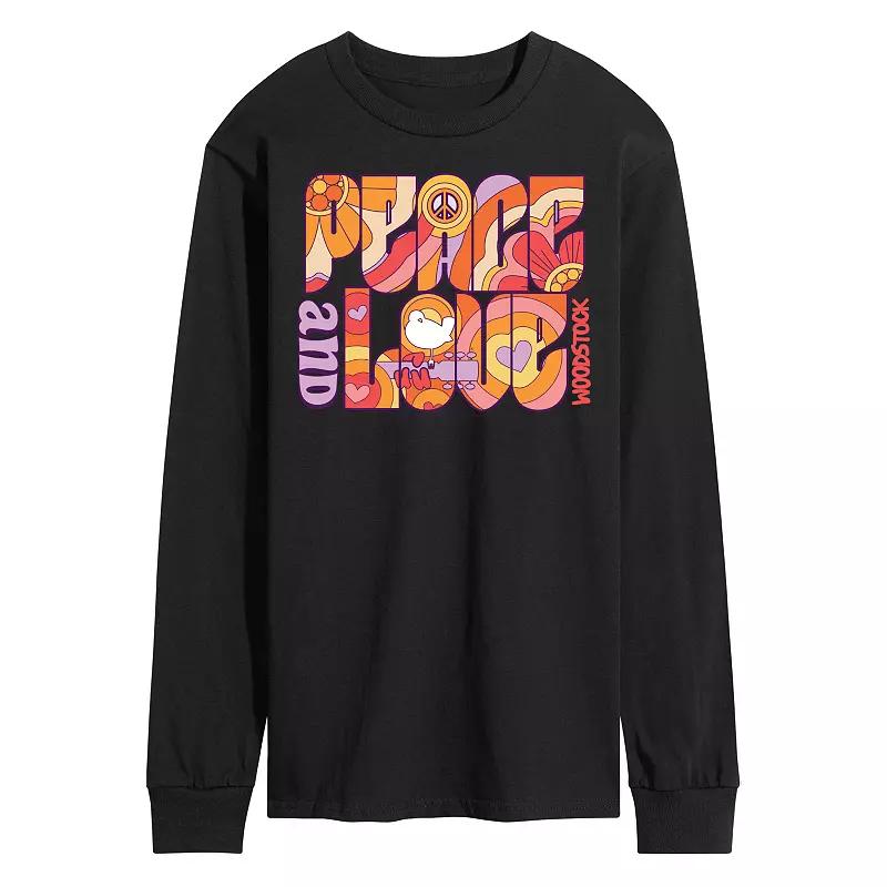 Men's Woodstock Peace And Love Long Sleeve Graphic Tee,  Product Image