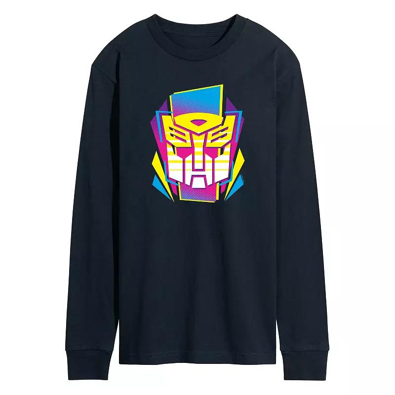 Mens Transformers Halftone Icon Autobot Long Sleeve Graphic Tee Blue Product Image