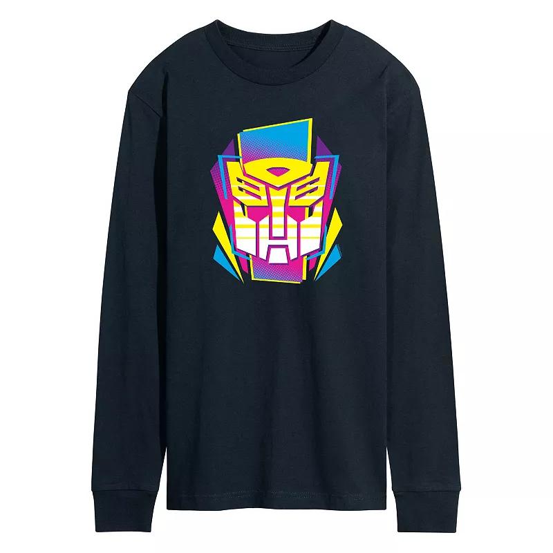 Mens Transformers Halftone Icon Autobot Long Sleeve Graphic Tee Blue Product Image