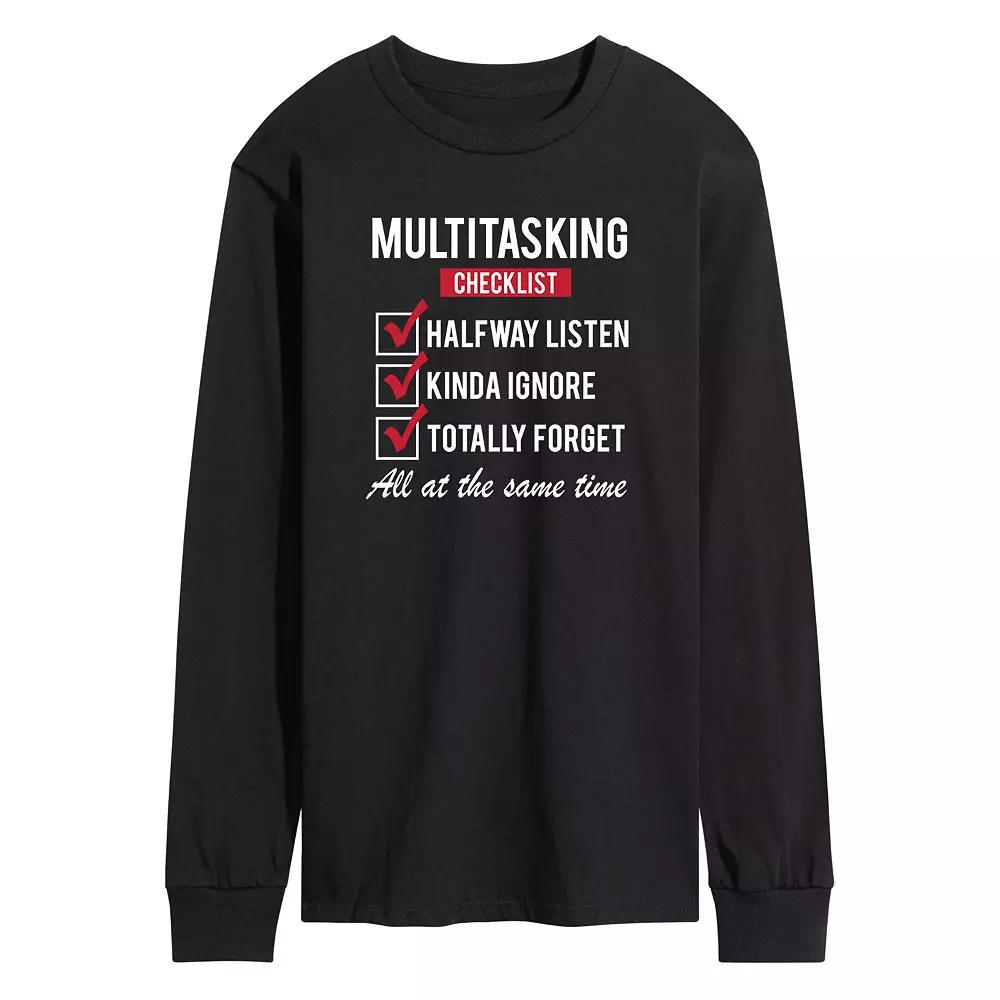 Men's Multitasking Checklist Long Sleeve Tee,  Product Image