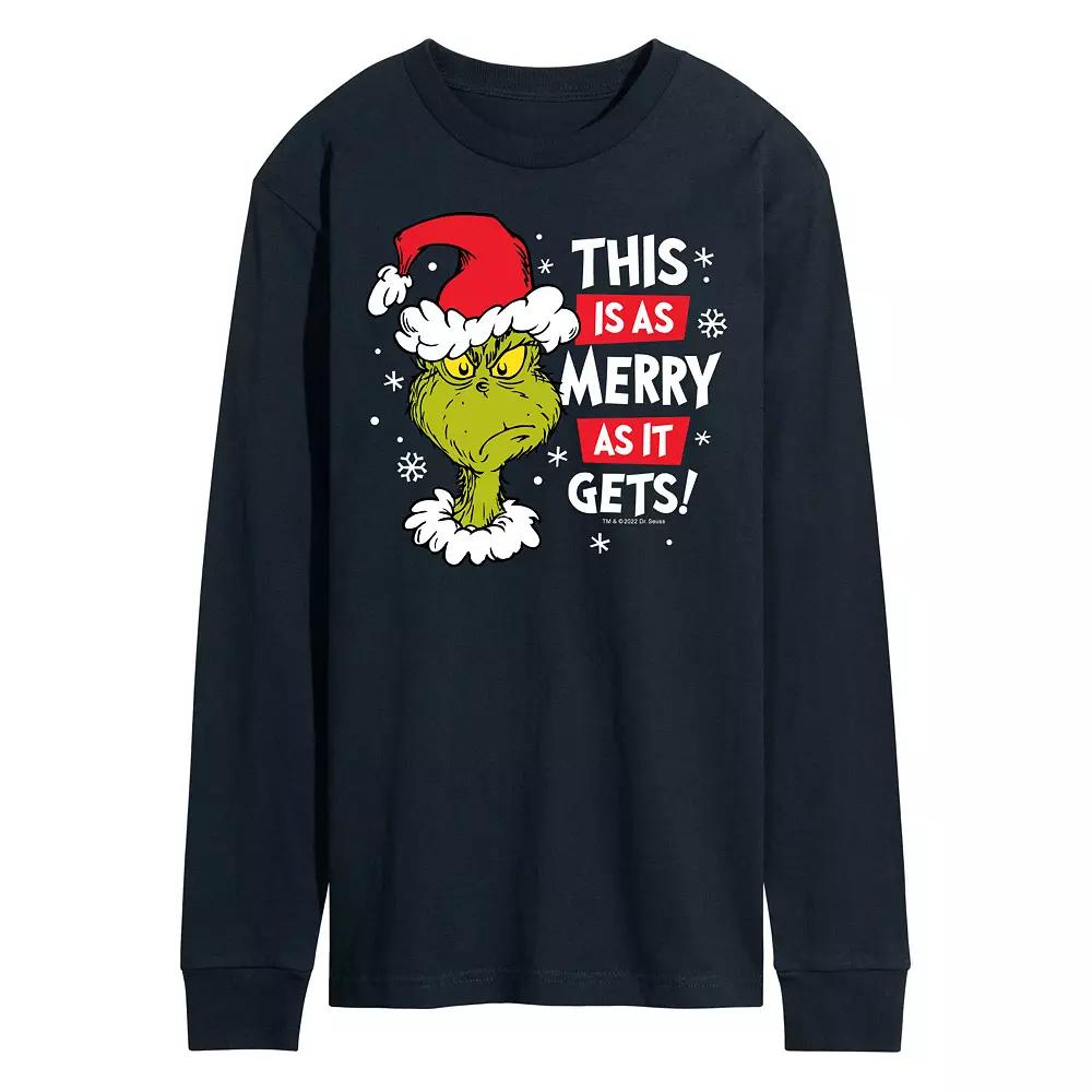 Men's Dr. Seuss Grinch This Is As Merry As It Gets Long Sleeve Tee,  Product Image