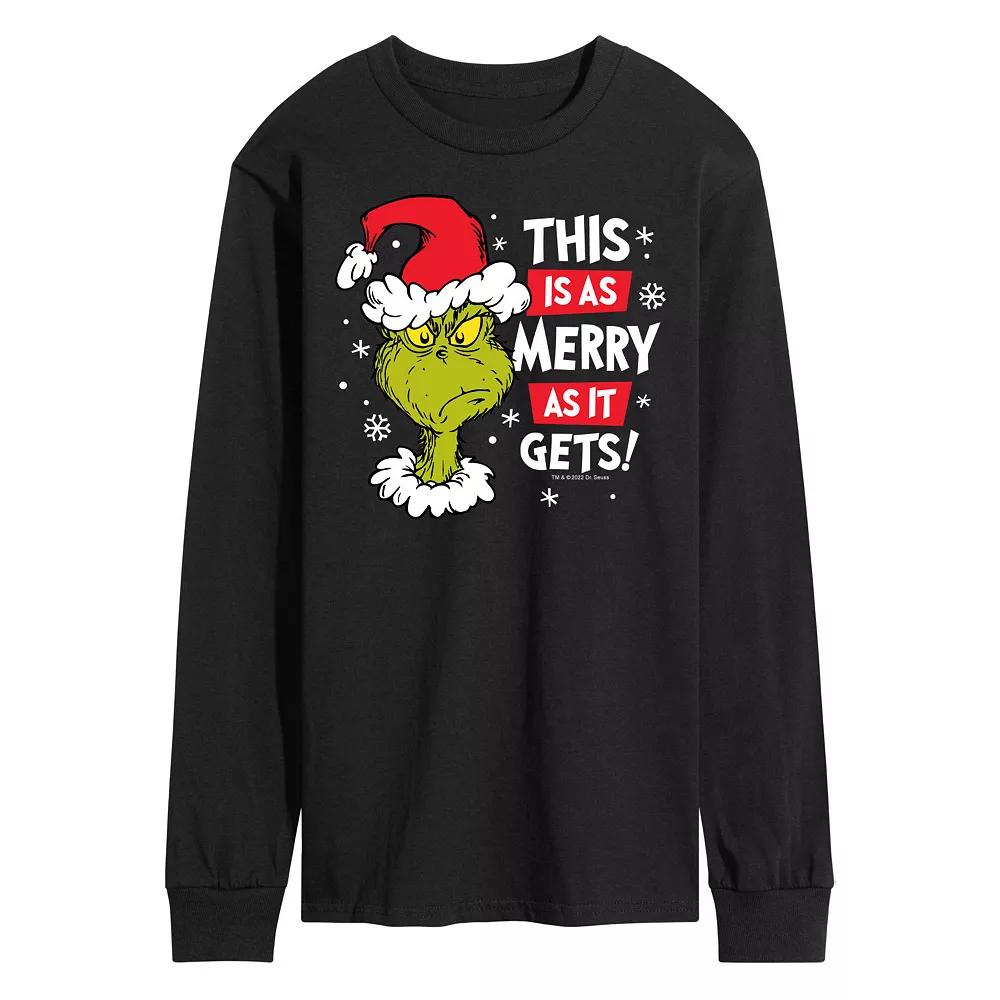 Men's Dr. Seuss Grinch This Is As Merry As It Gets Long Sleeve Tee,  Product Image