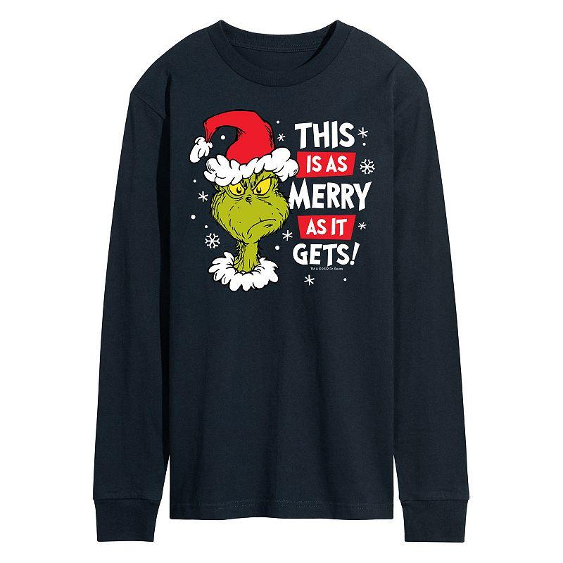 Men's Dr. Seuss Grinch This Is As Merry As It Gets Long Sleeve Tee,  Product Image