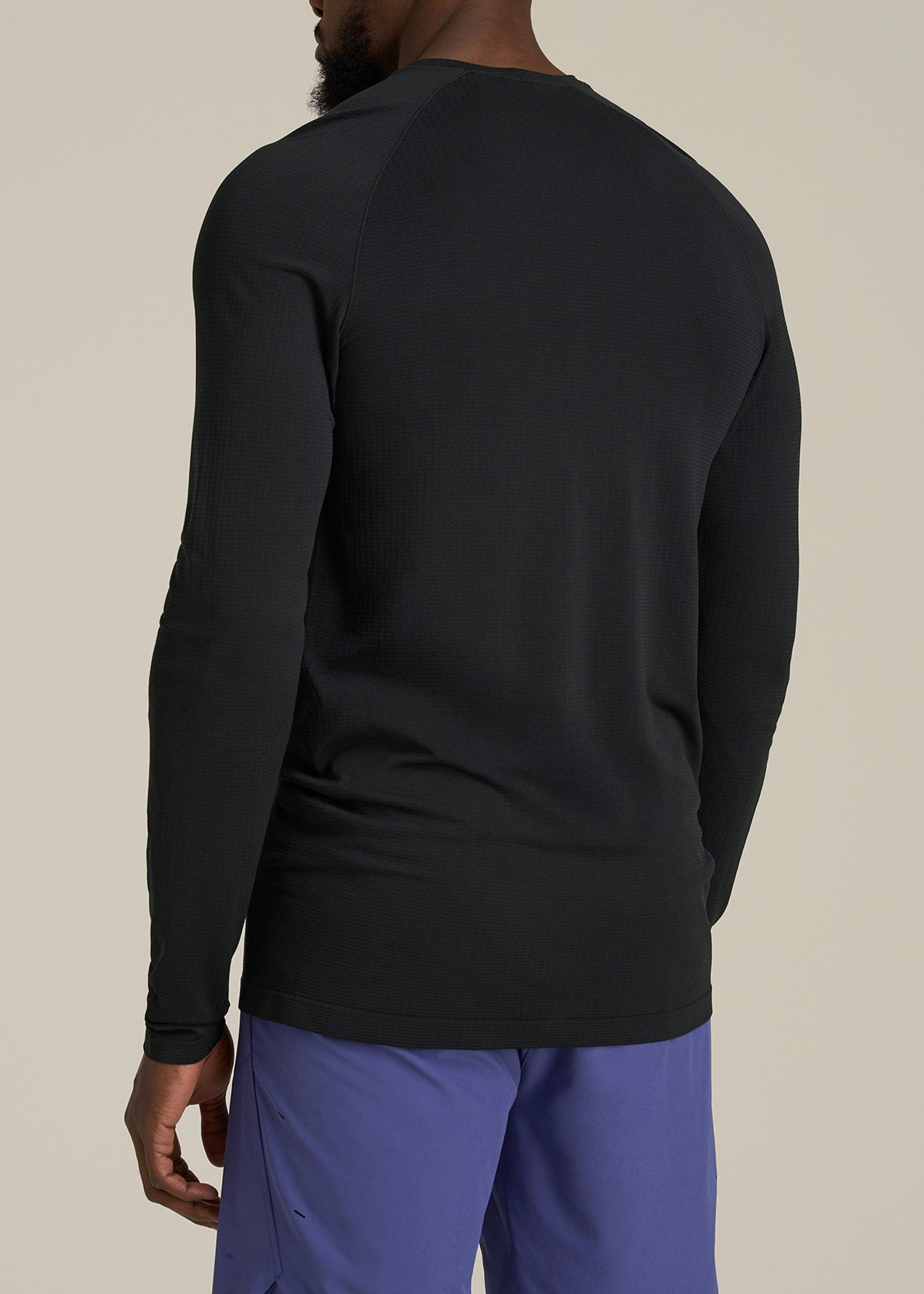 Long Sleeve Vented Training Top for Tall Men in Black Male Product Image