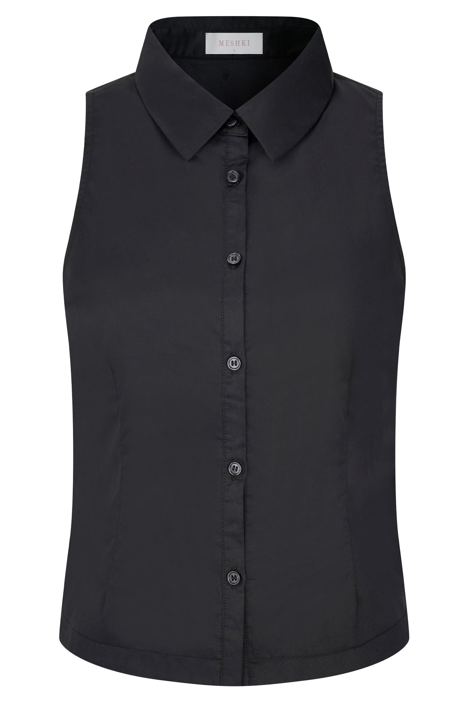 Selene Sleeveless Halter Shirt - Black Product Image