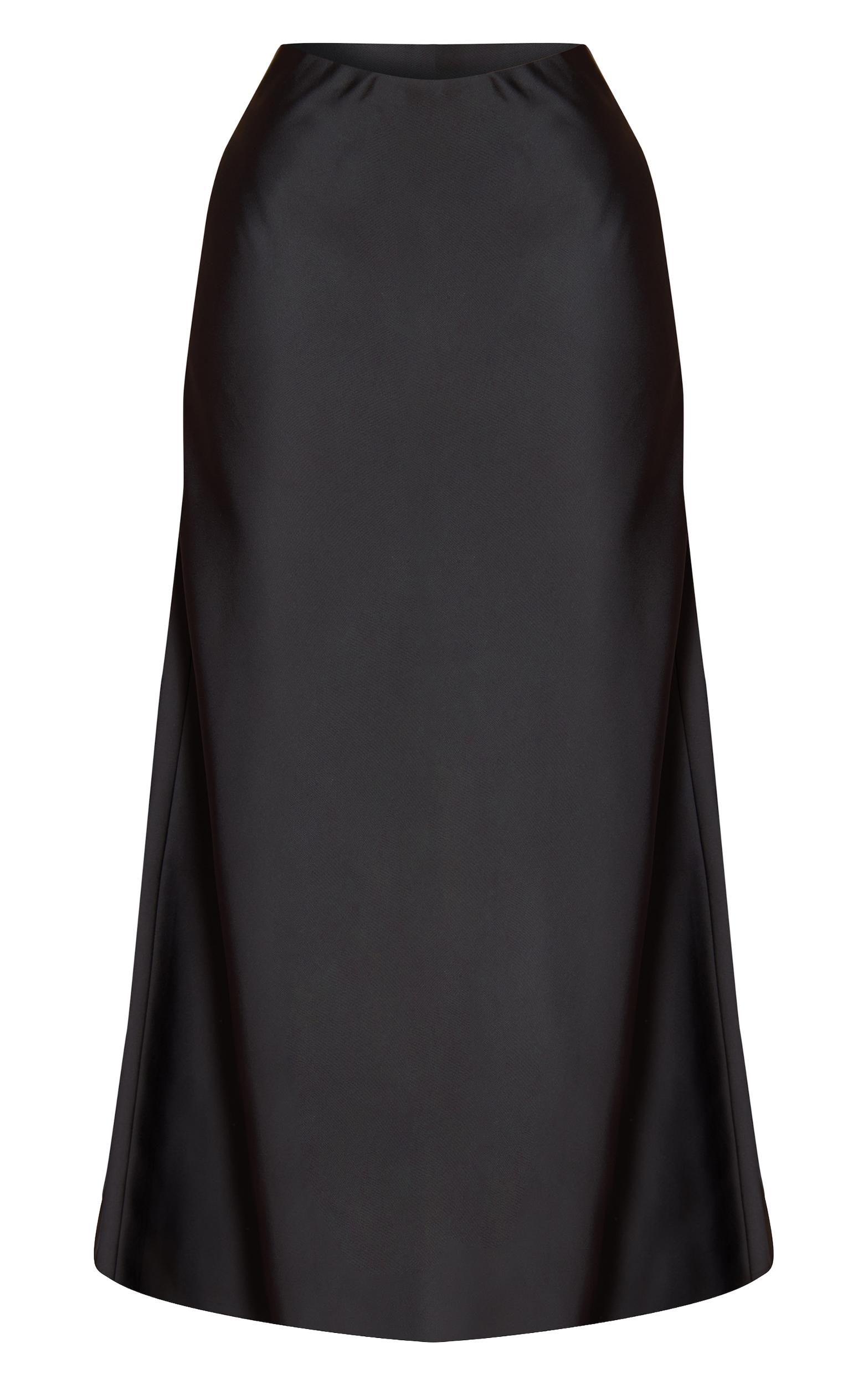 Petite Black Satin Flowy Maxi Skirt Product Image